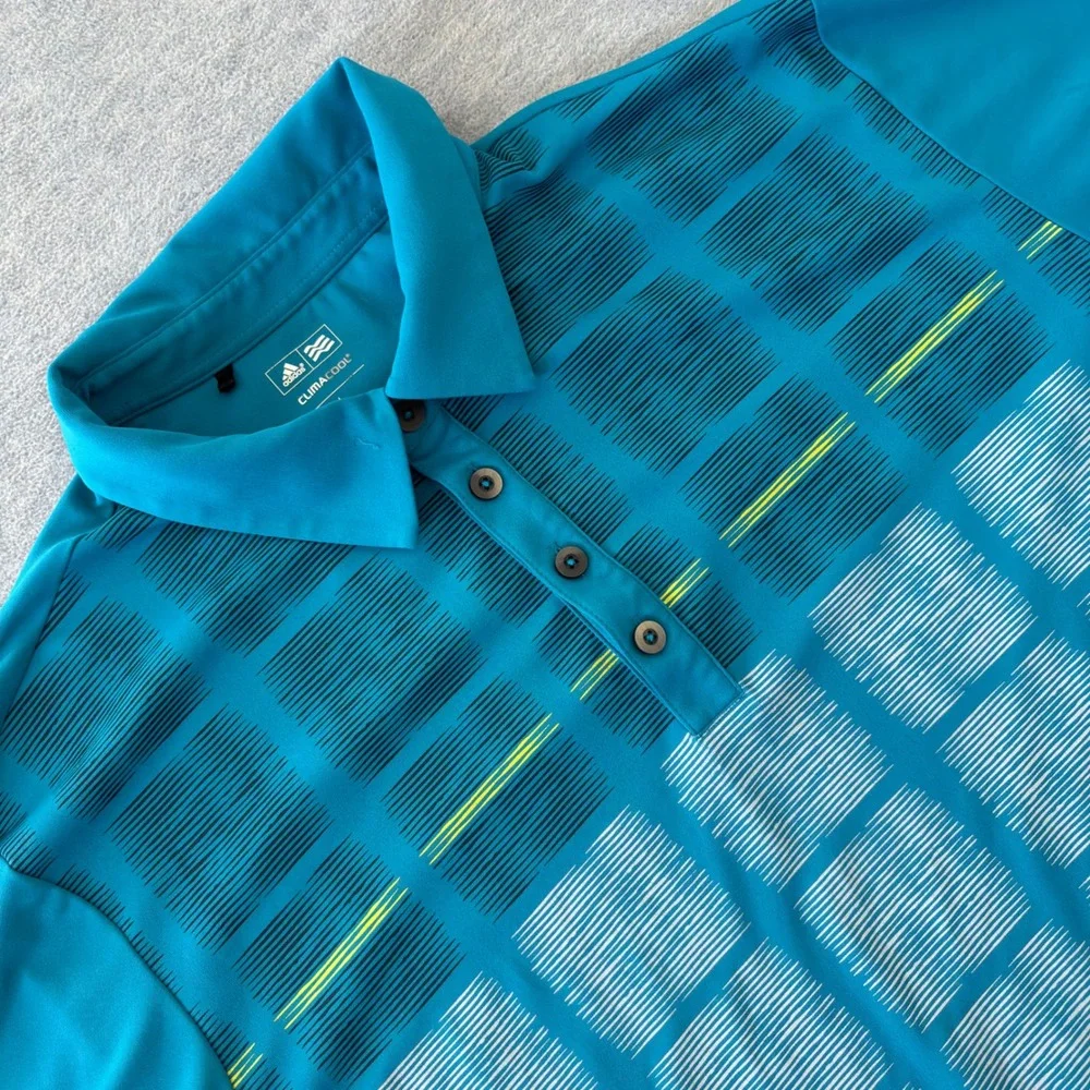 Adidas ClimaCool Mens Golf Polo Shirt Teal Blue Naples Beach Hotel Crest Large